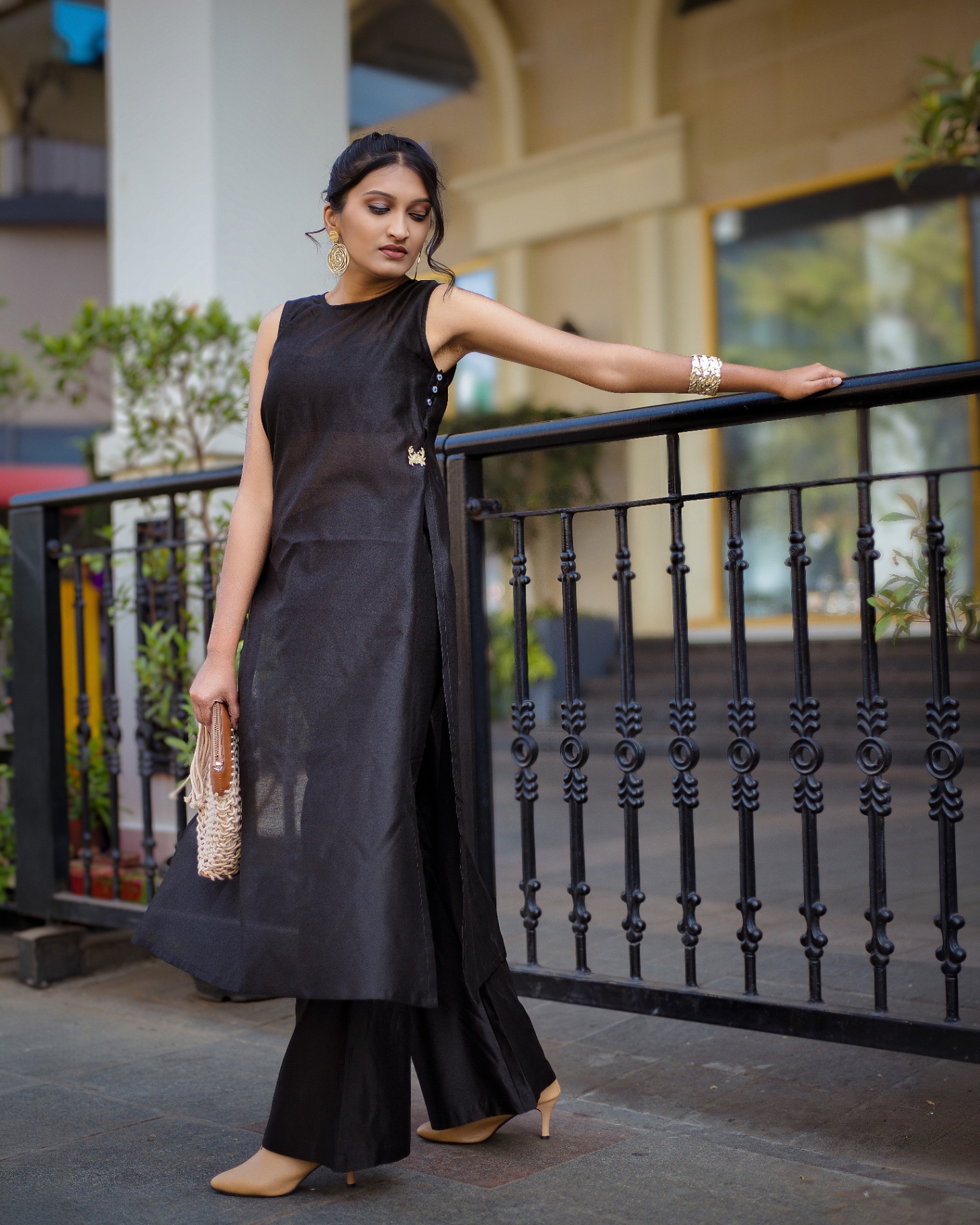 Black Chanderi Tunic Set — view 4
