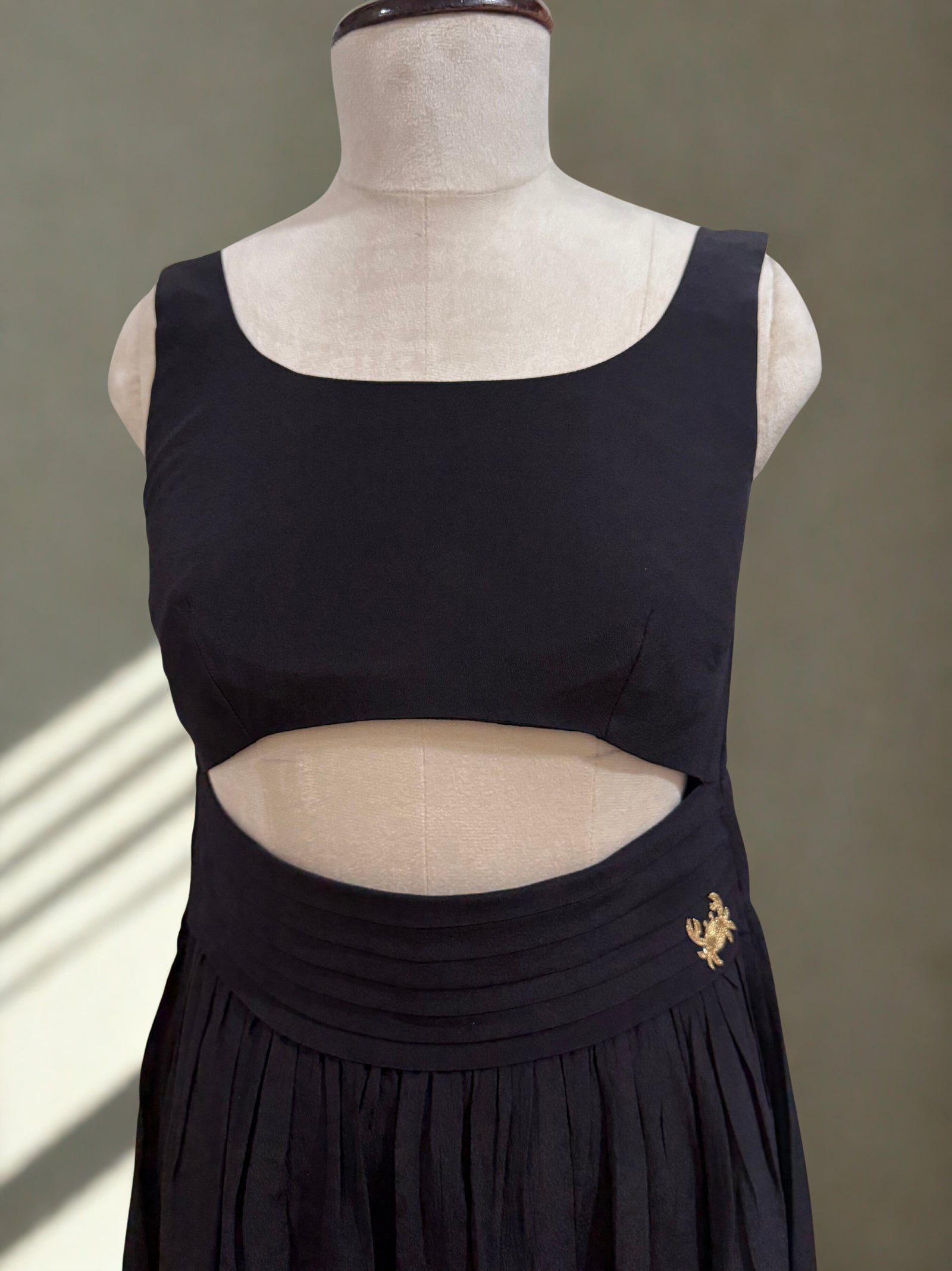 Black Silk Crepe Sculpted Dress — view 2