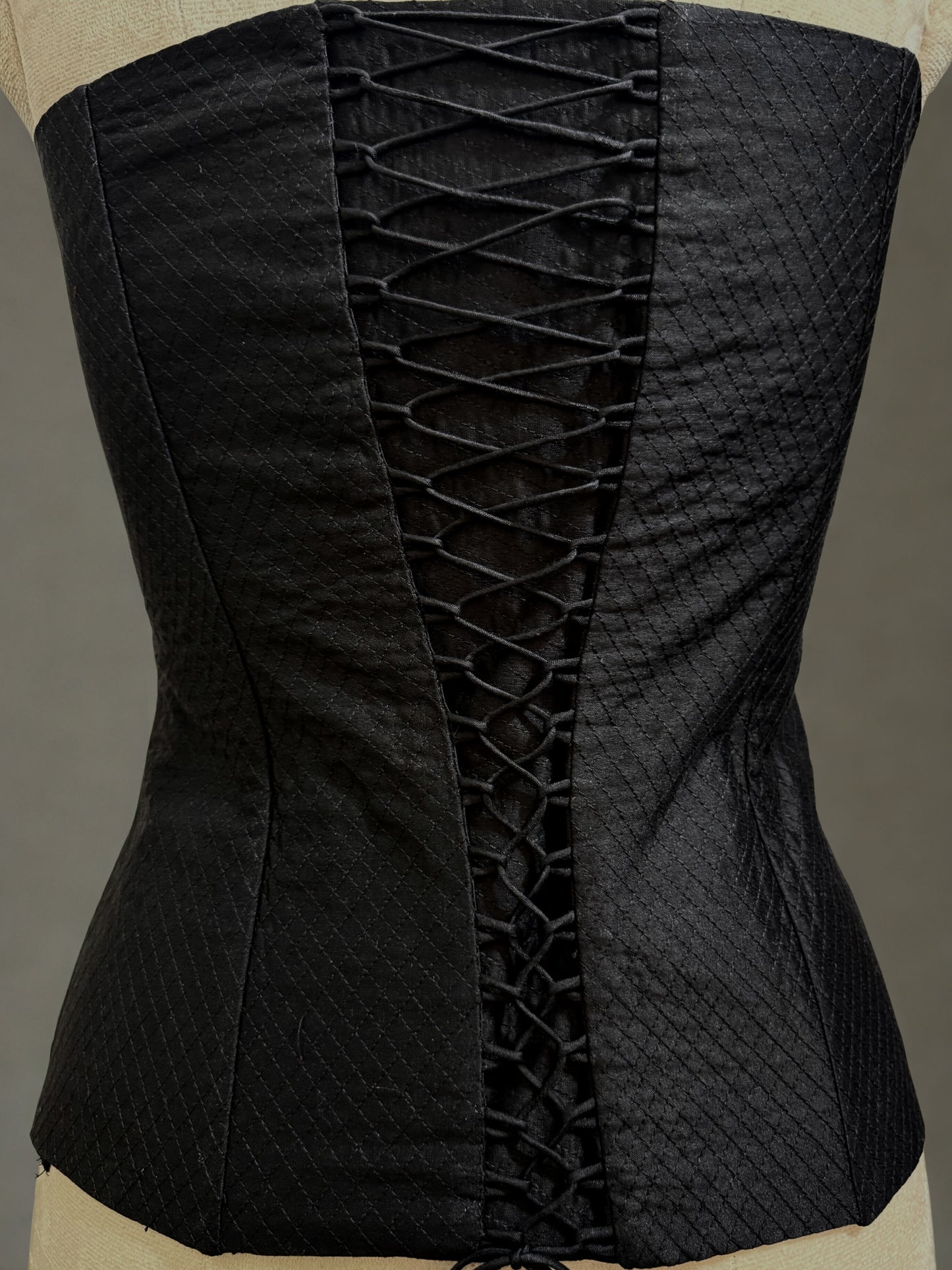 Black Silk Chanderi Sculpted Corset