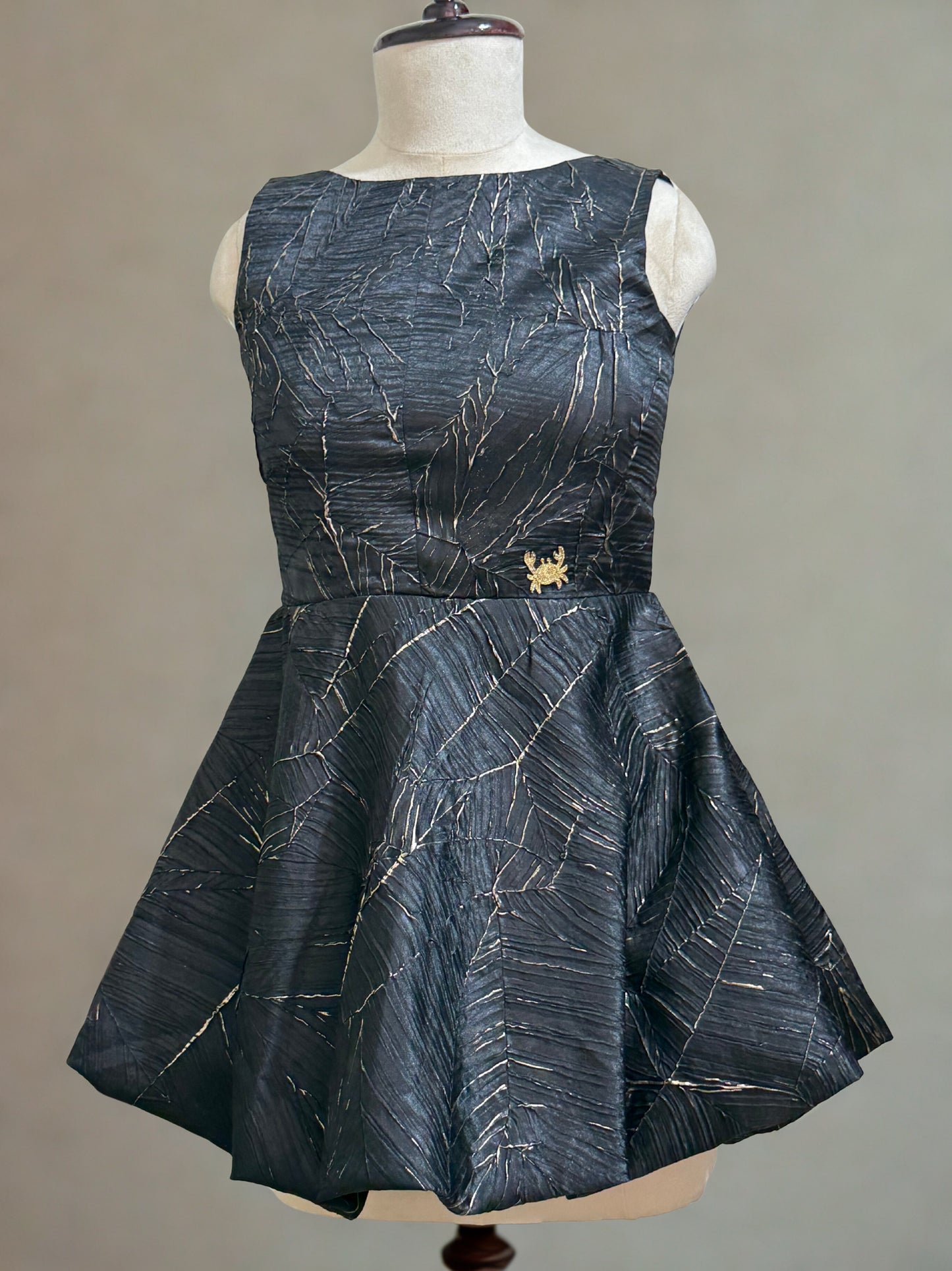 Black Satin Foil Mini Dress