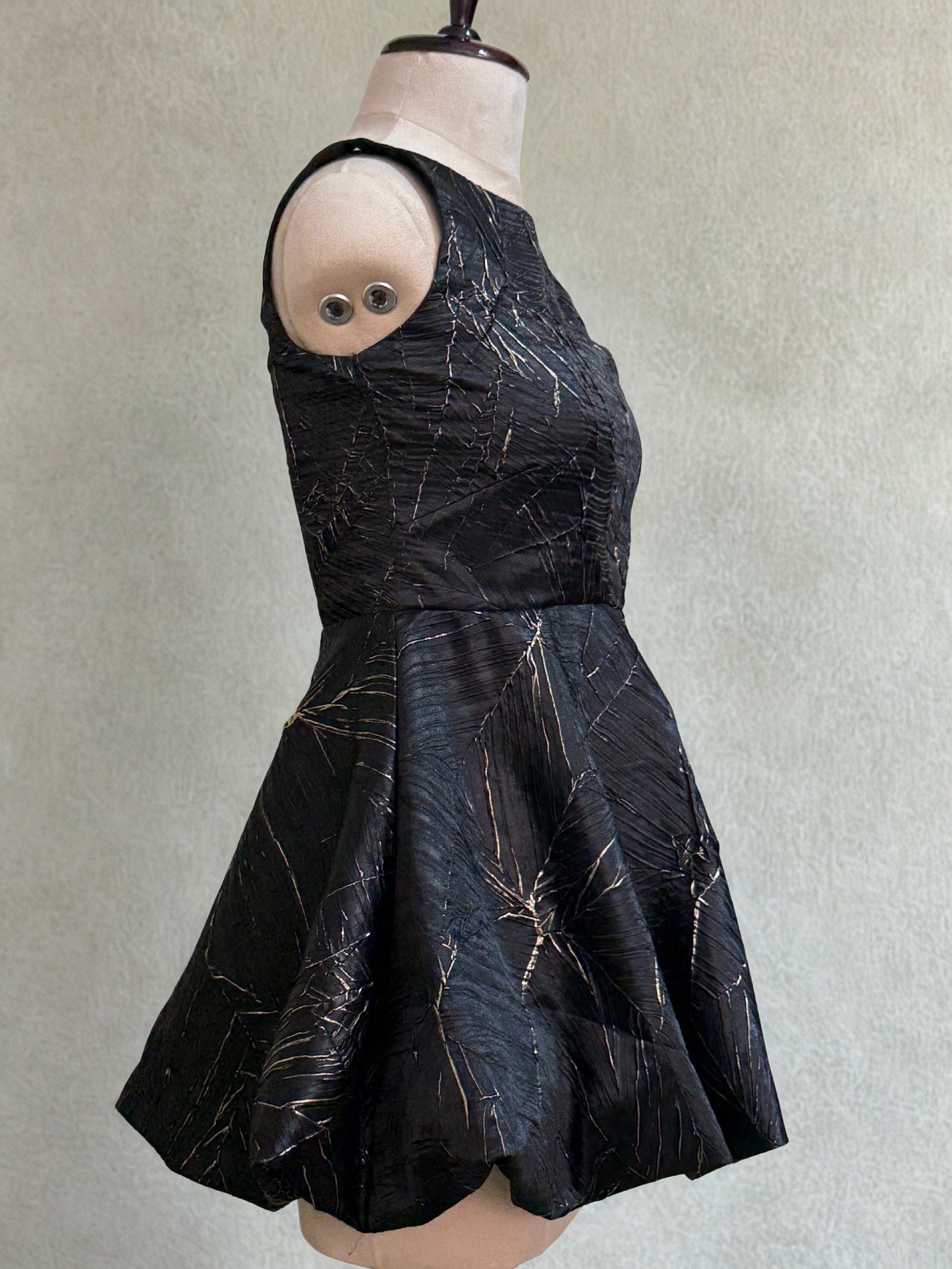 Black Satin Foil Mini Dress