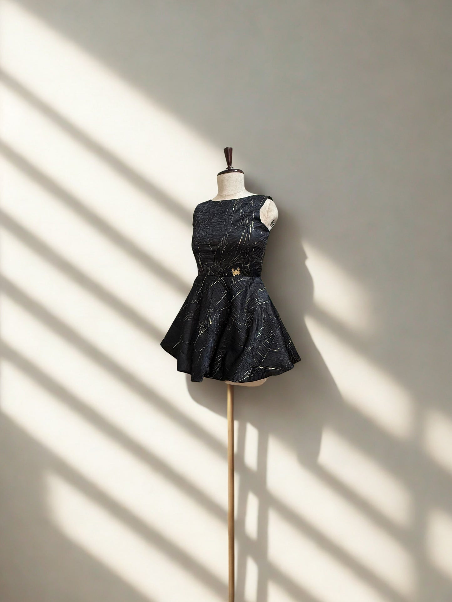 Black Satin Foil Mini Dress
