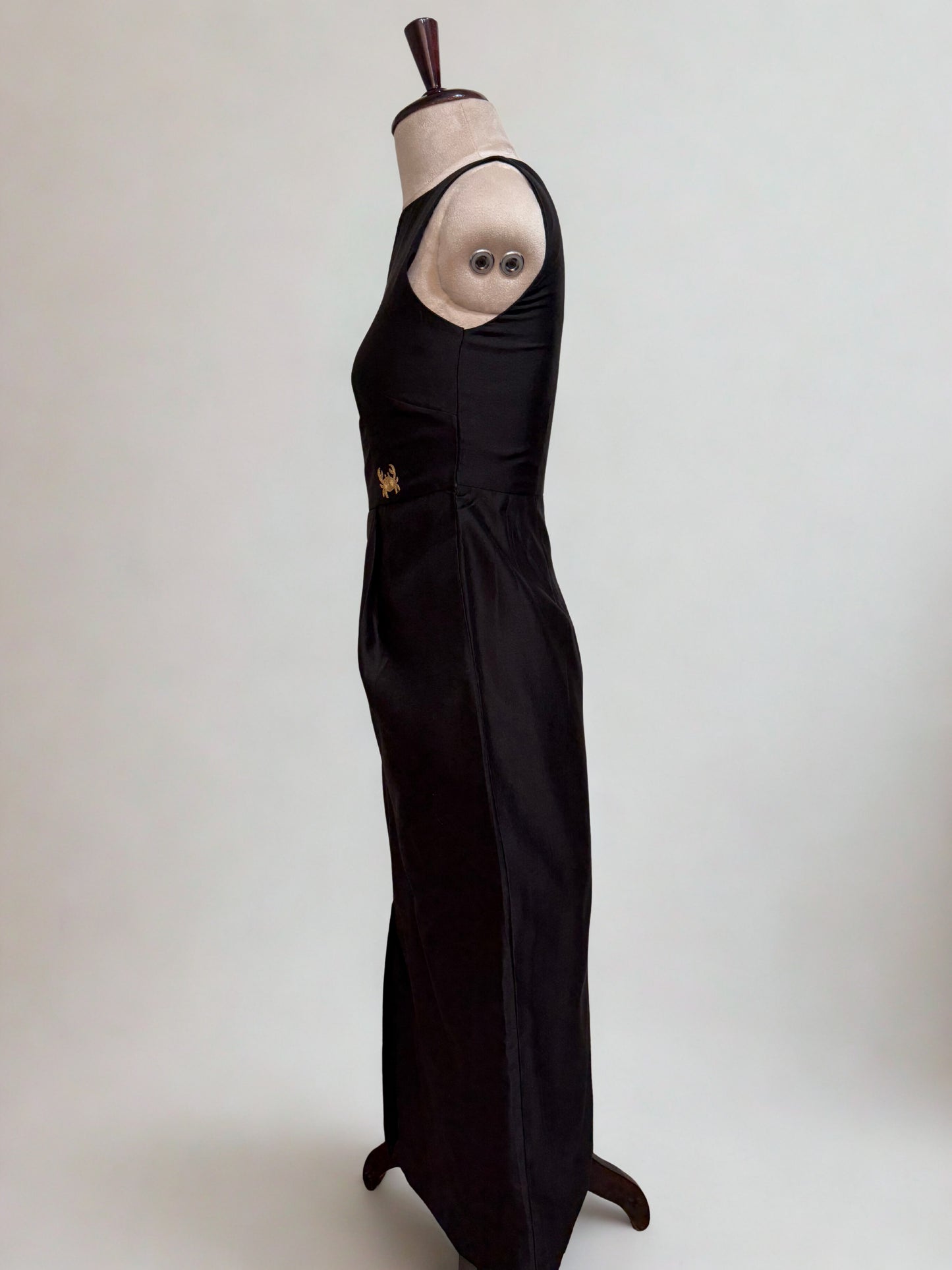 Black Chanderi Sculpted Long Dress