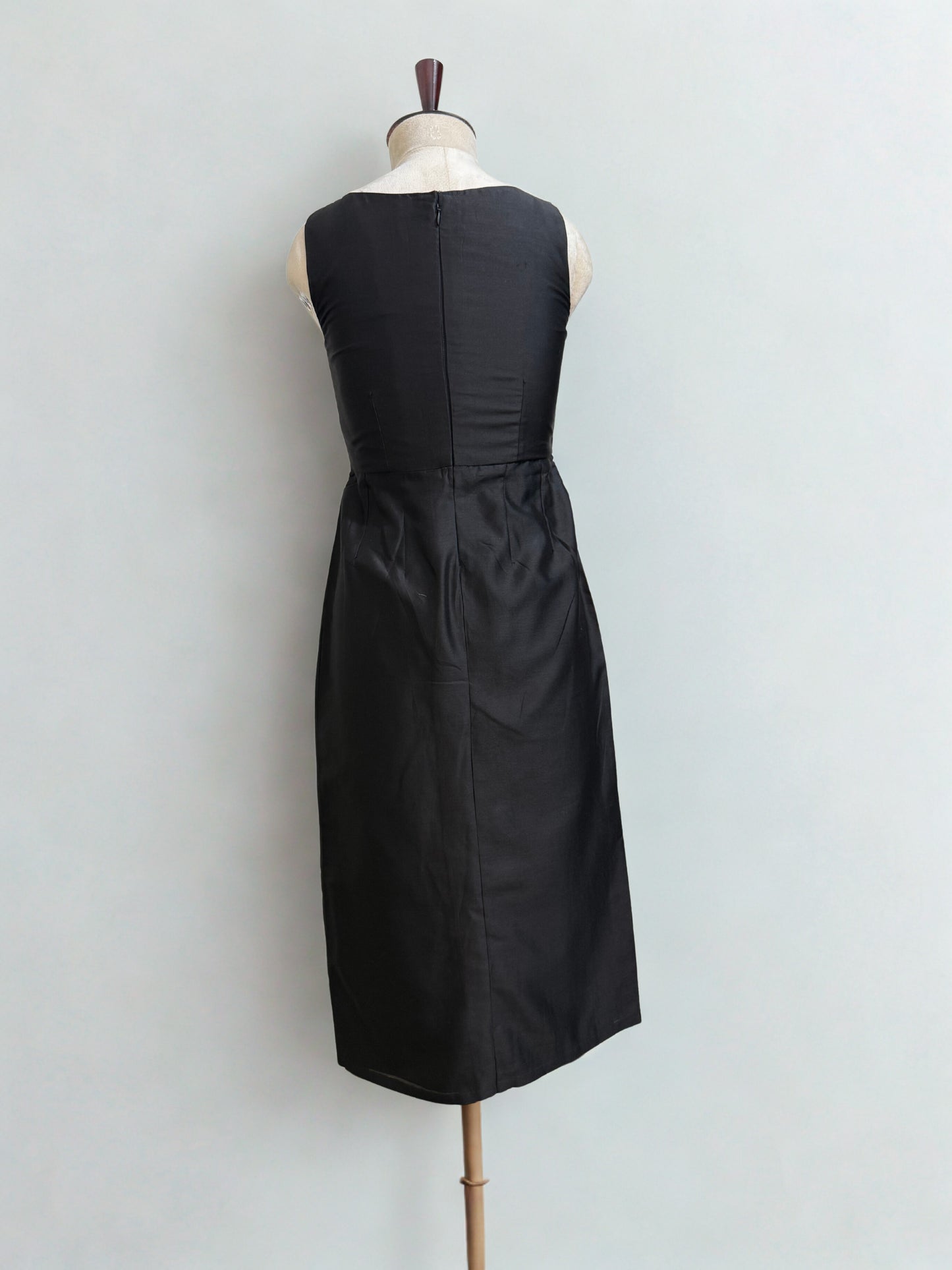 Black Chanderi Sculpted Long Dress