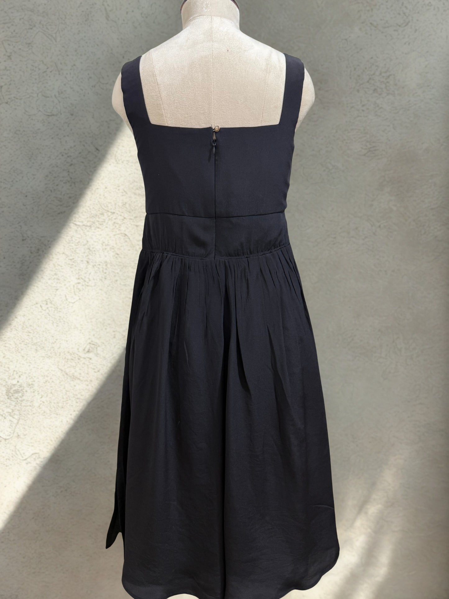 Black Silk Crepe Sculpted Dress