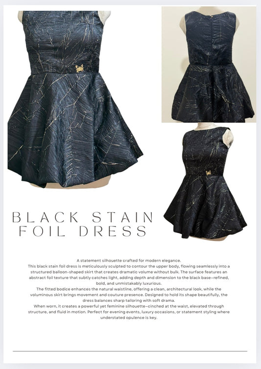 Black Satin Foil Mini Dress